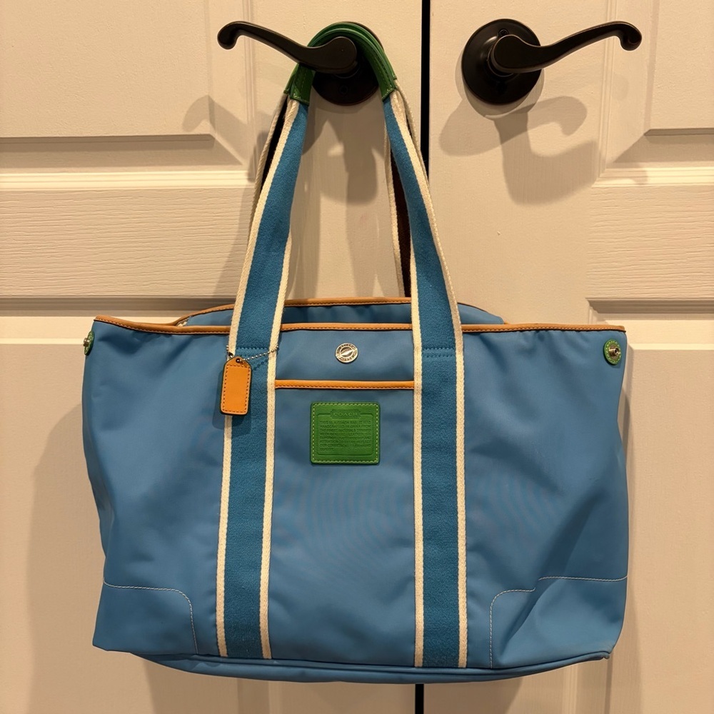 Coach Blue & Green Tote Bag